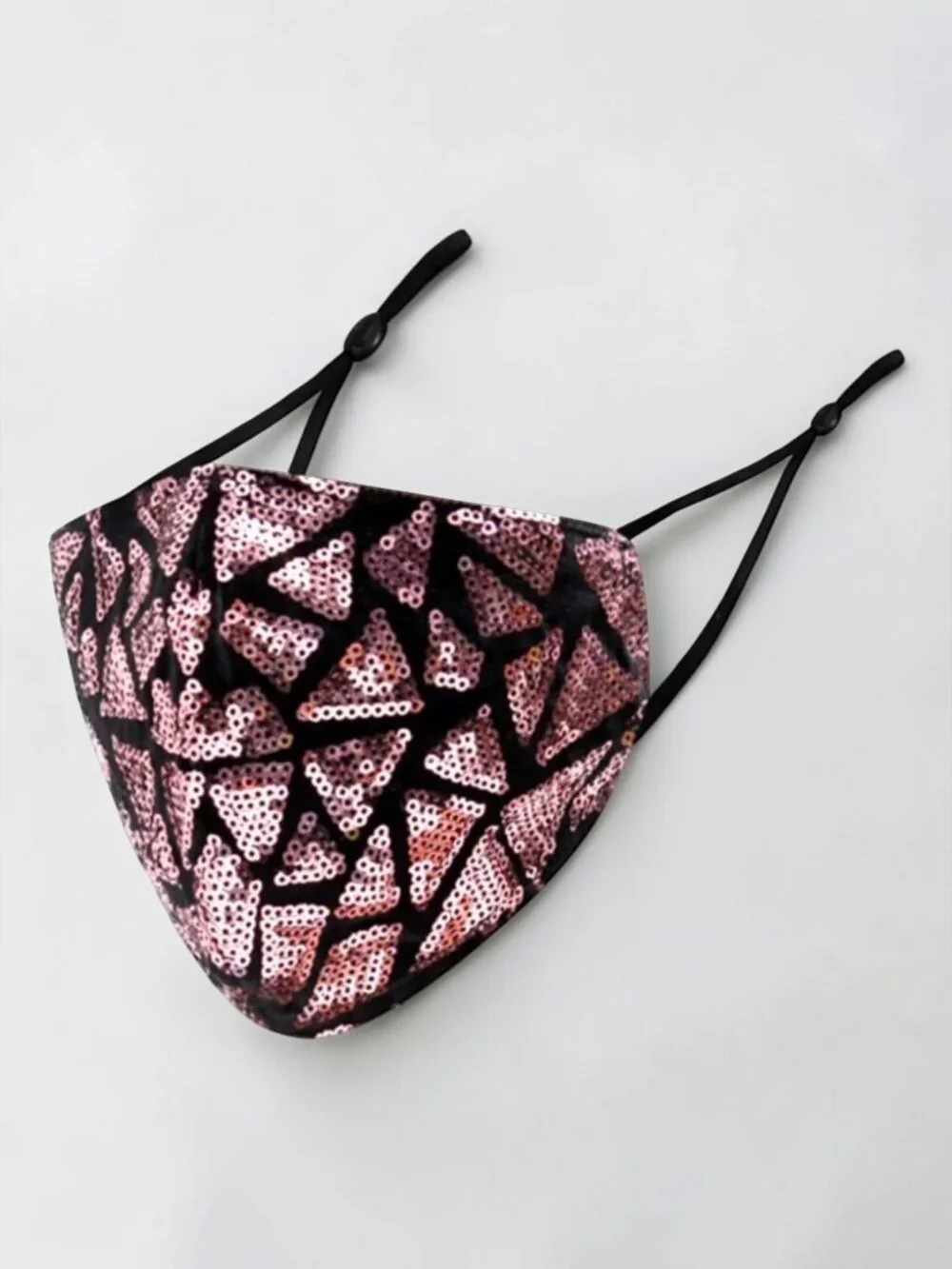 Rose Gold Sequin Face Mask Geometric Triangle Festival Concert Party NWT